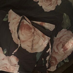 Pottery Barn Teen Black and Pink Floral Duvet Cover